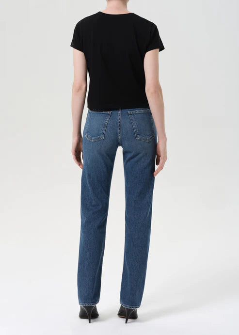 90's Pinch Waist High Rise Straight Long (Comfort Stretch) - Overcast