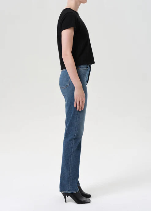 90's Pinch Waist High Rise Straight Long (Comfort Stretch) - Overcast