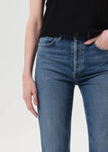 90's Pinch Waist High Rise Straight Long (Comfort Stretch) - Overcast