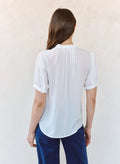 Short Sleeve Pintuck Shirt - White