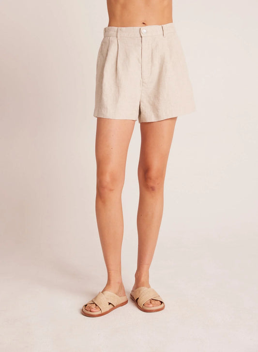 Pleat Front Trouser Short - Linen Sand