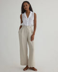 Luxe Linen Pleated Wide Leg Ankle Pant - Linen Sand