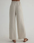Luxe Linen Pleated Wide Leg Ankle Pant - Linen Sand