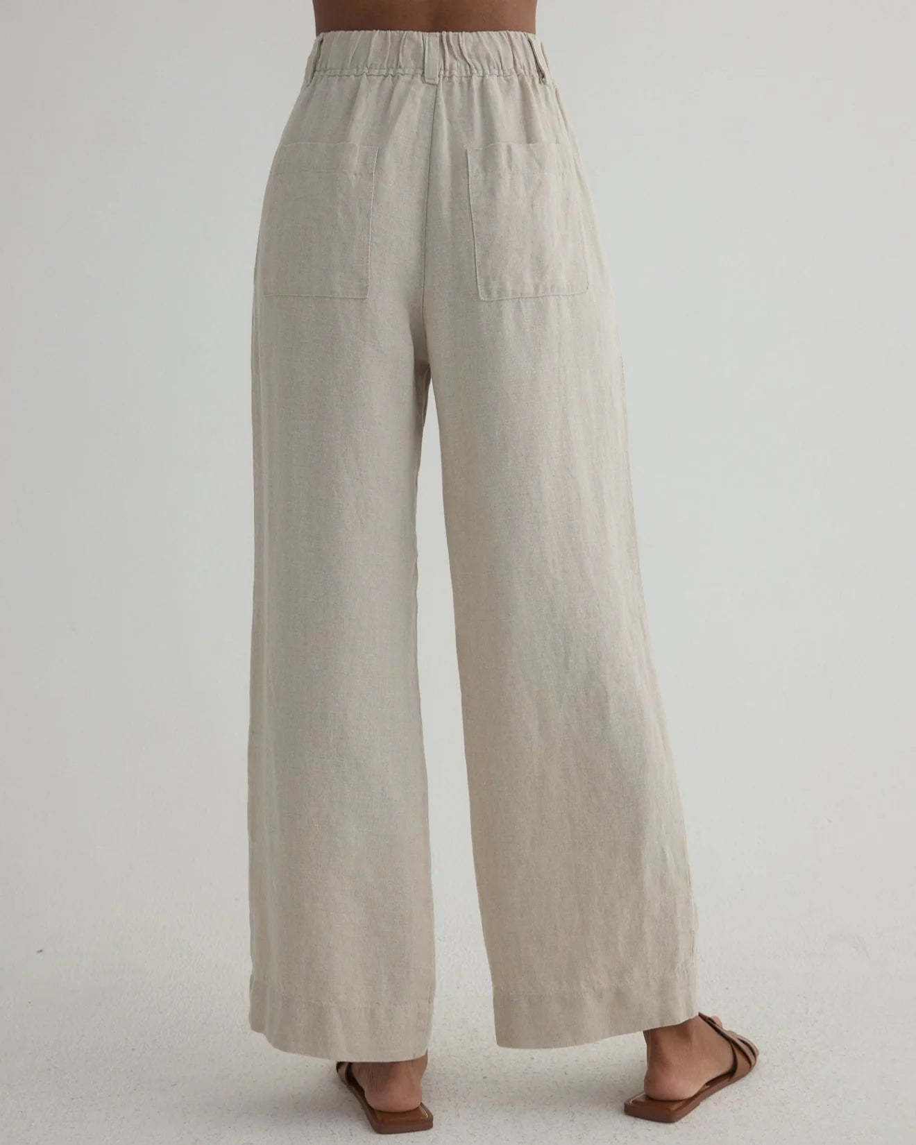 Luxe Linen Pleated Wide Leg Ankle Pant - Linen Sand