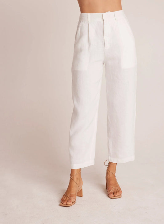 Relaxed Pleat Front Trouser - White