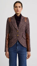 Saddle-Patch Equestrian Blazer - Plum Houndstooth