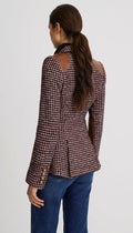 Saddle-Patch Equestrian Blazer - Plum Houndstooth