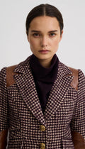 Saddle-Patch Equestrian Blazer - Plum Houndstooth