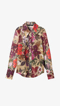 Point Collar Shirt - Tan Floral