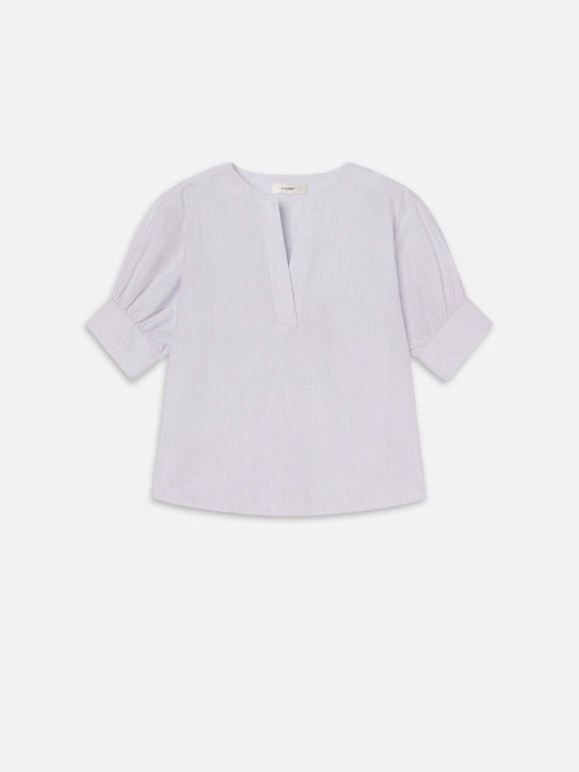 The V-Neck Popover - Steel Blue Multi