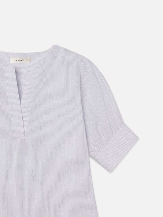 The V-Neck Popover - Steel Blue Multi