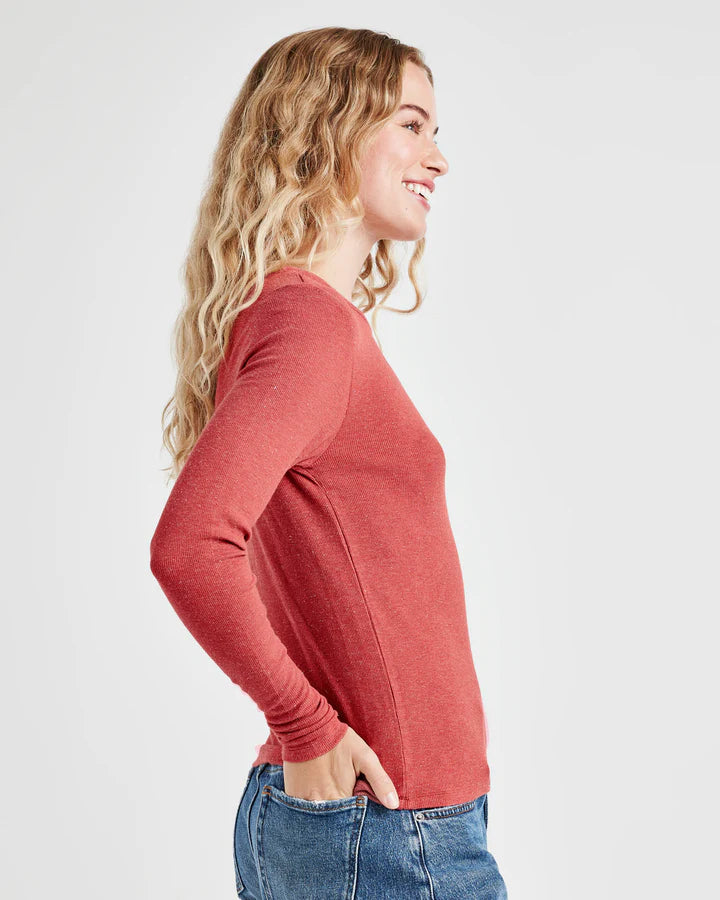 Isabella Eyelash Shimmer Long Sleeve Tee - Poppy