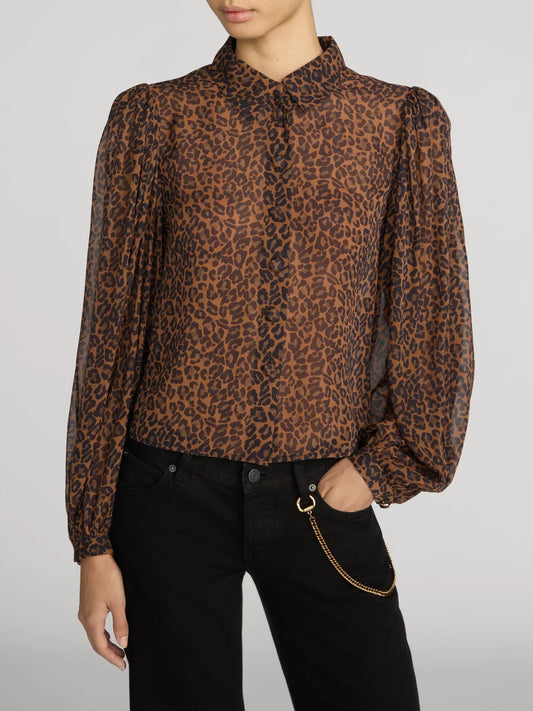 The Silk Prairie Shirt - Light Leopard Multi