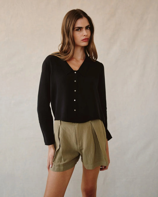 Oversized Collar Shirt - Black