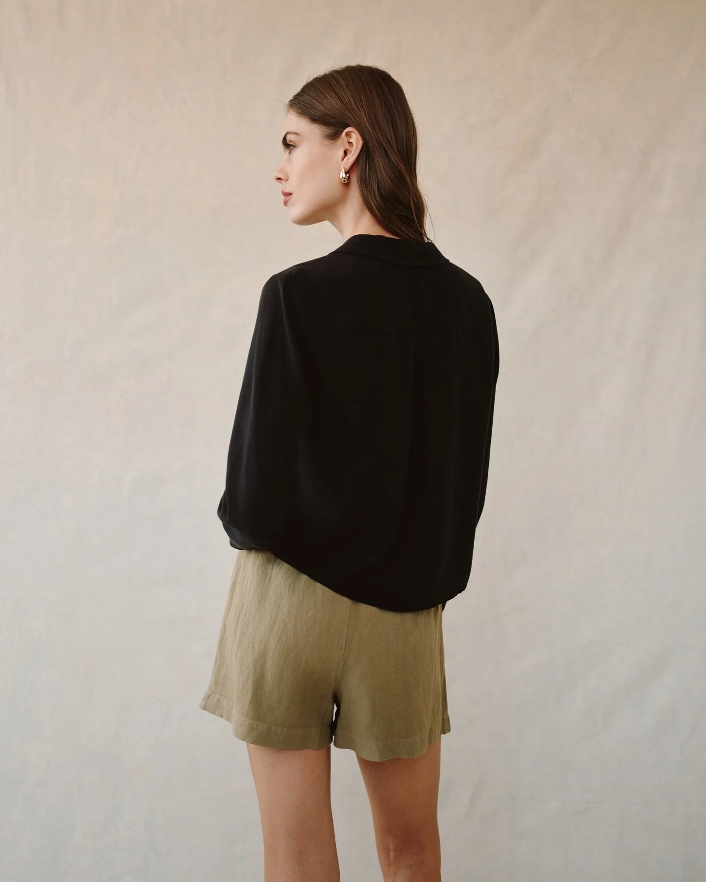Oversized Collar Shirt - Black