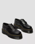 8053 Leather Platform Casual Shoes -  Black Polished Smooth