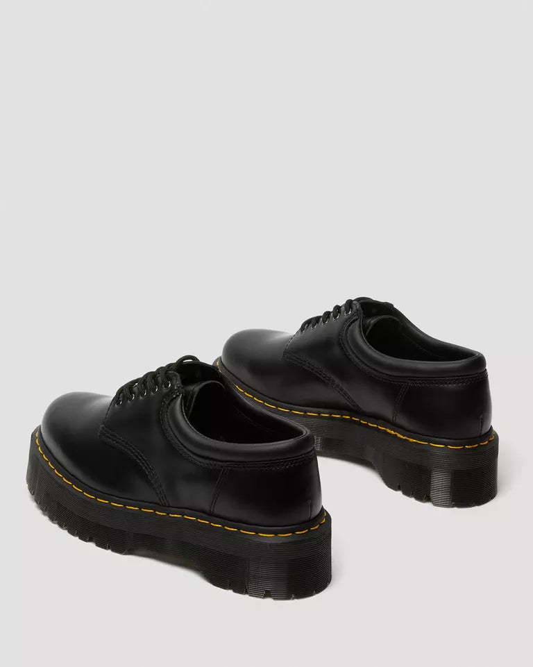 8053 Leather Platform Casual Shoes -  Black Polished Smooth