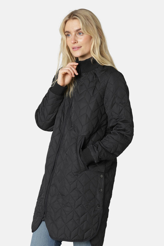 Padded Quilt Coat - Black