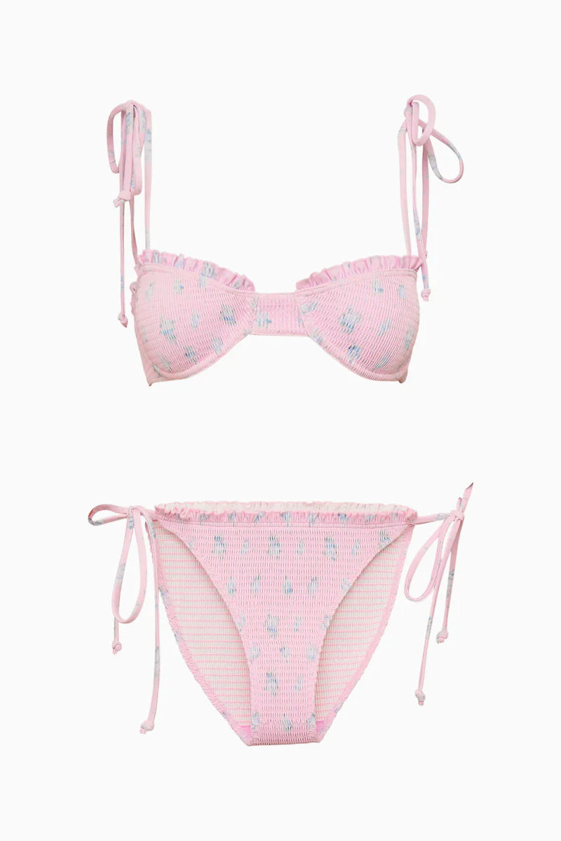 Quinley Smocked Floral Bikini - Lilac Ice