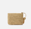 Natural Raffia Pouch with Embroidered Logo