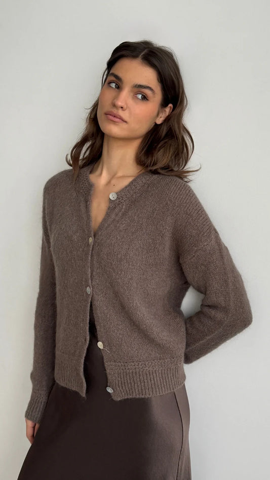 Reyna Soft Alpaca Cardigan - Mocha Mousse