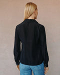 Ruffle Front Shirt - Black