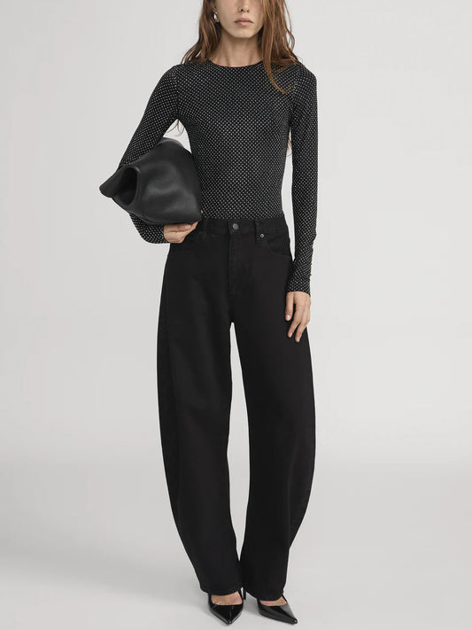 The Rhinestone Jersey Top - Black