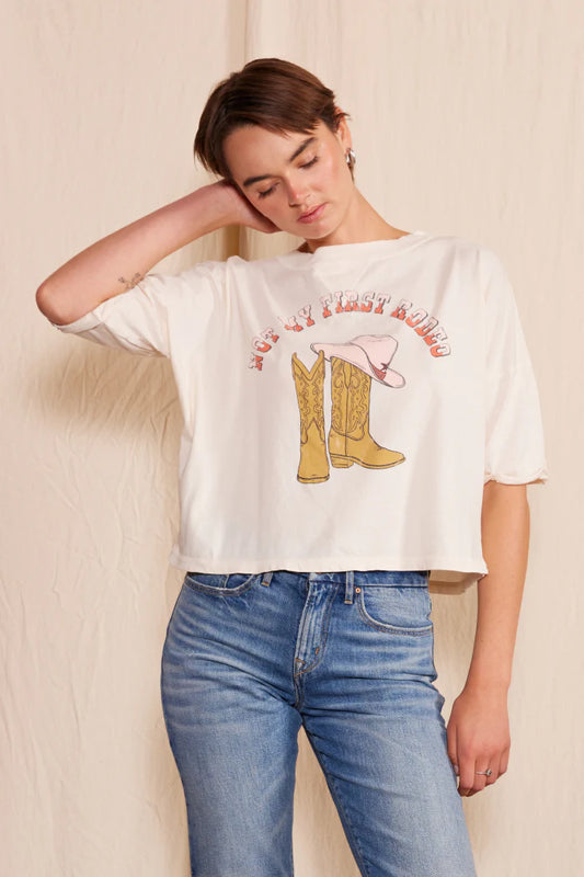 "Not My First Rodeo" Crew Neck T-Shirt - White