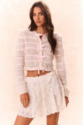 Roselline Bow-Detailed Knit Cardigan - Vanilla Rose