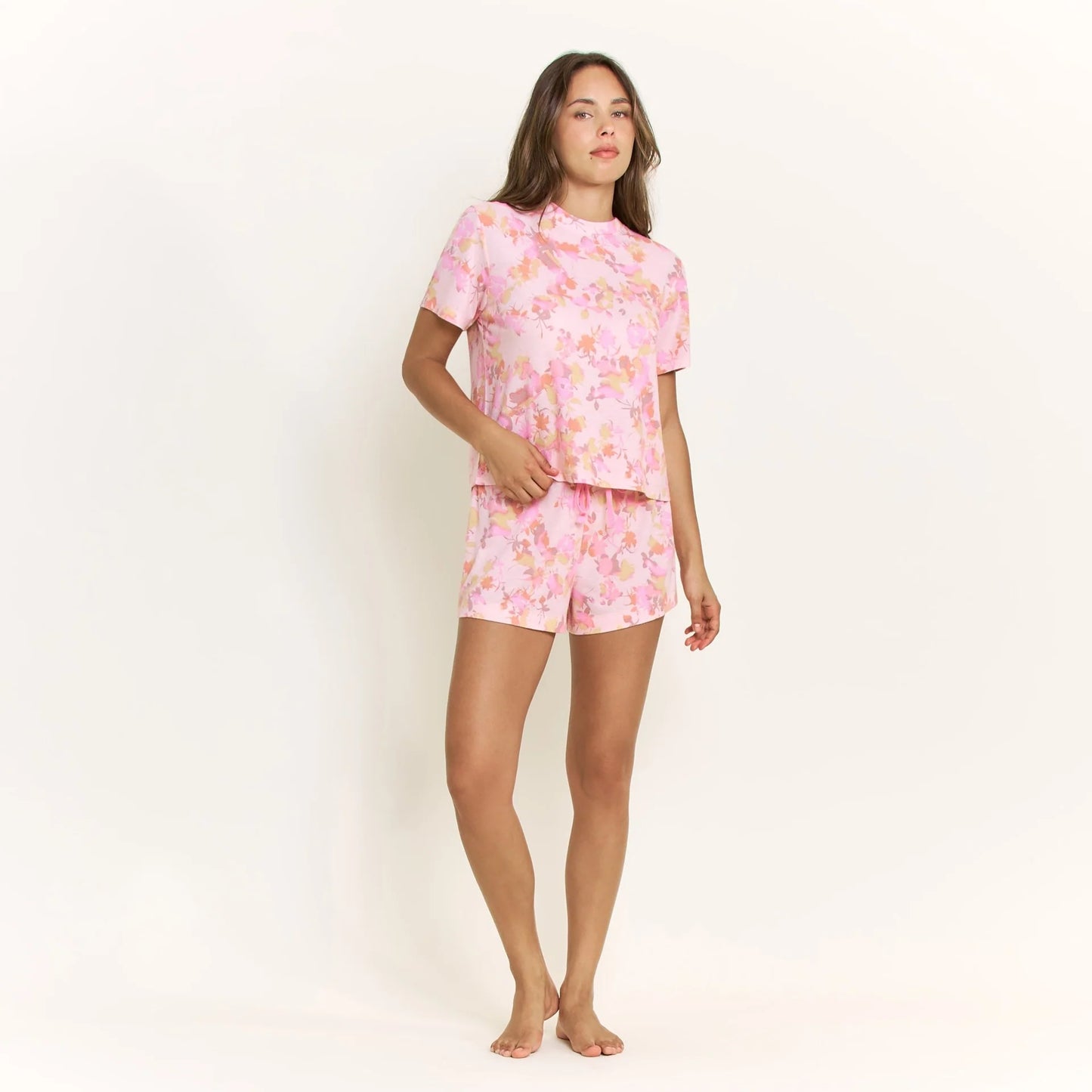 Star Seeker Tee Shortie Set - Rose Quartz Floral