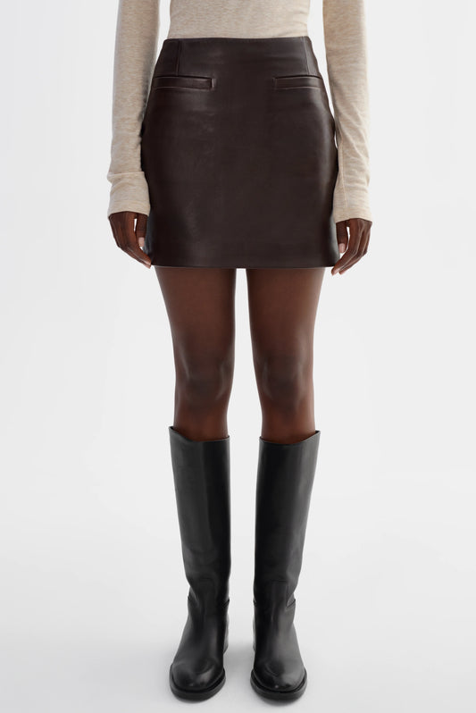 Rowan Leather Mini Skirt - Dark Brown