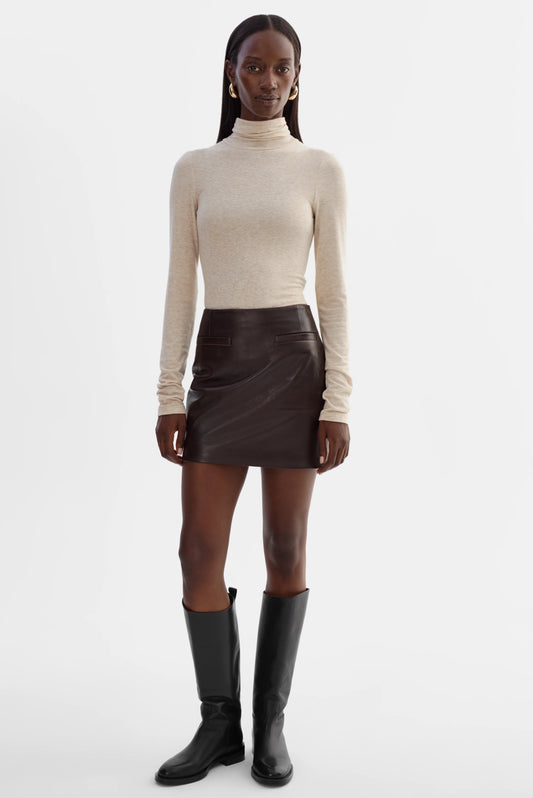 Rowan Leather Mini Skirt - Dark Brown