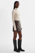 Rowan Leather Mini Skirt - Dark Brown