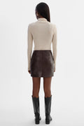 Rowan Leather Mini Skirt - Dark Brown