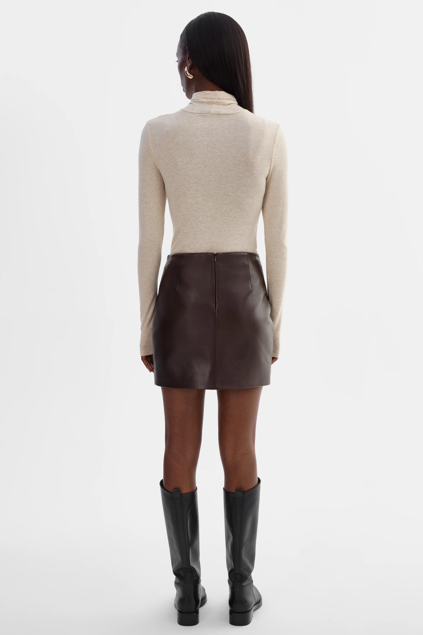 Rowan Leather Mini Skirt - Dark Brown