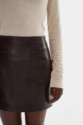 Rowan Leather Mini Skirt - Dark Brown