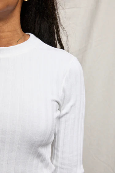 Rowe Poorboy Rib Long Sleeve Crew - White
