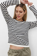 Roxy Lux Cotton Cashmere Crew Neck Sweater - Milk / Black