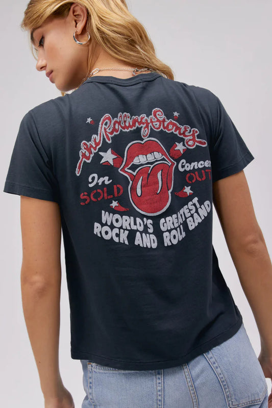 Rolling Stones '78 US Tour Ringer Tee - Vintage Black
