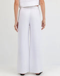 Ruffle Waist Wide Leg Pant - White