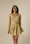 Sakhi Buckle Belt Short Dress - Olive