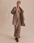 Sandra Fringe Jacket - Taupe Grey