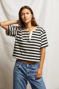 Sarah Recycled Cotton Oversized Short Sleeve - Black / Natural Stripe