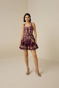 Savi Short Dress - Burgundy Floral