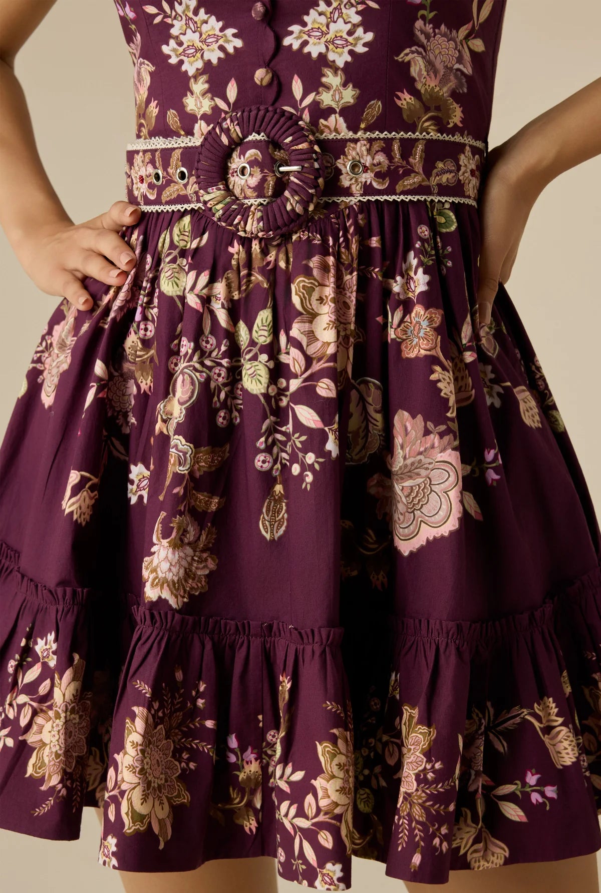 Savi Short Dress - Burgundy Floral