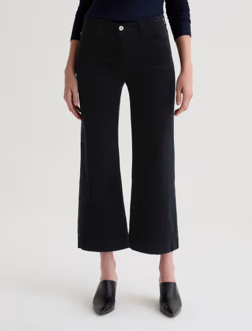 Saige Wide Leg Crop Corduroy - Super Black