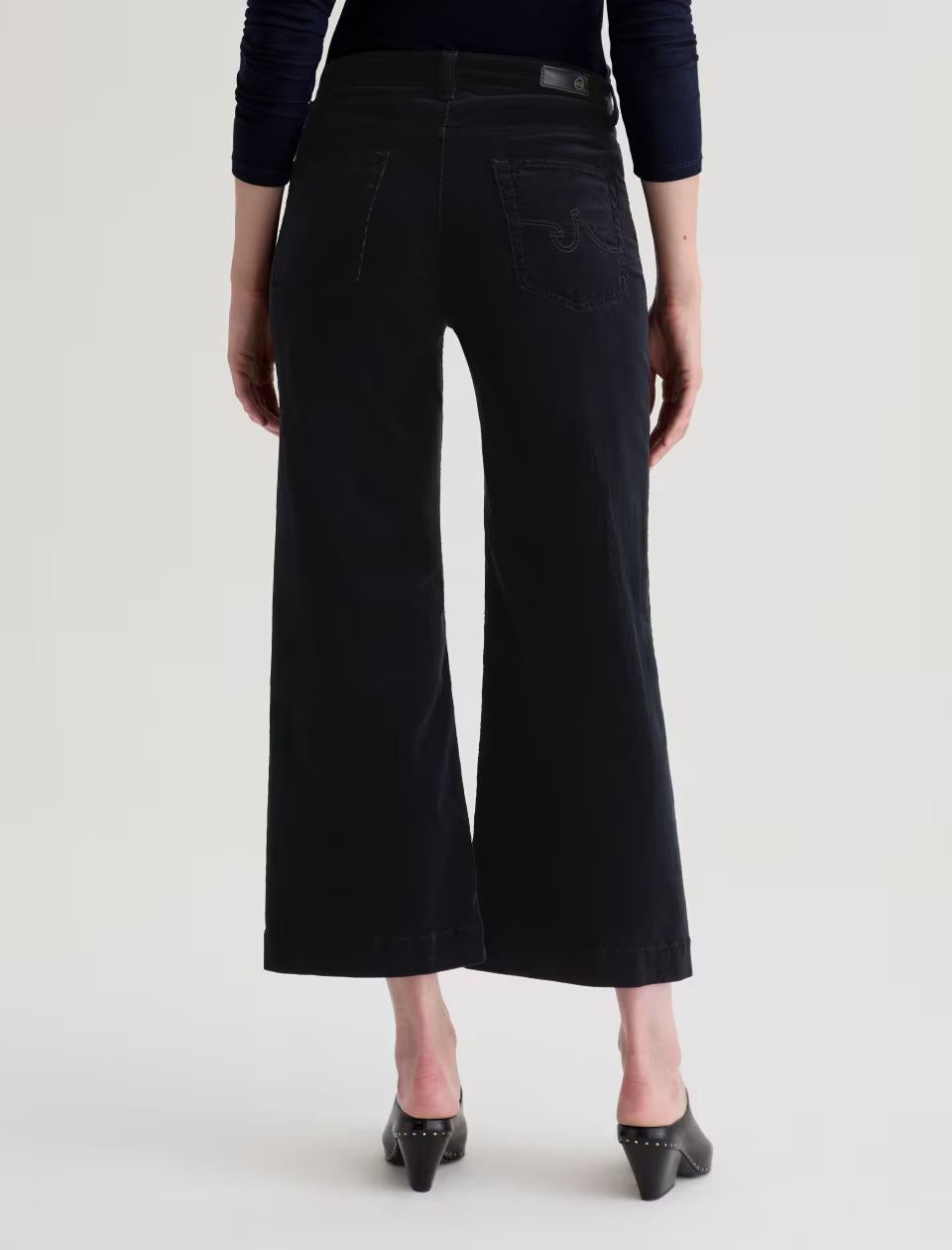 Saige Wide Leg Crop Corduroy - Super Black