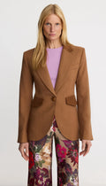 Blocked Seamed Blazer - Saddle
