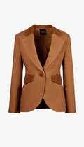 Blocked Seamed Blazer - Saddle