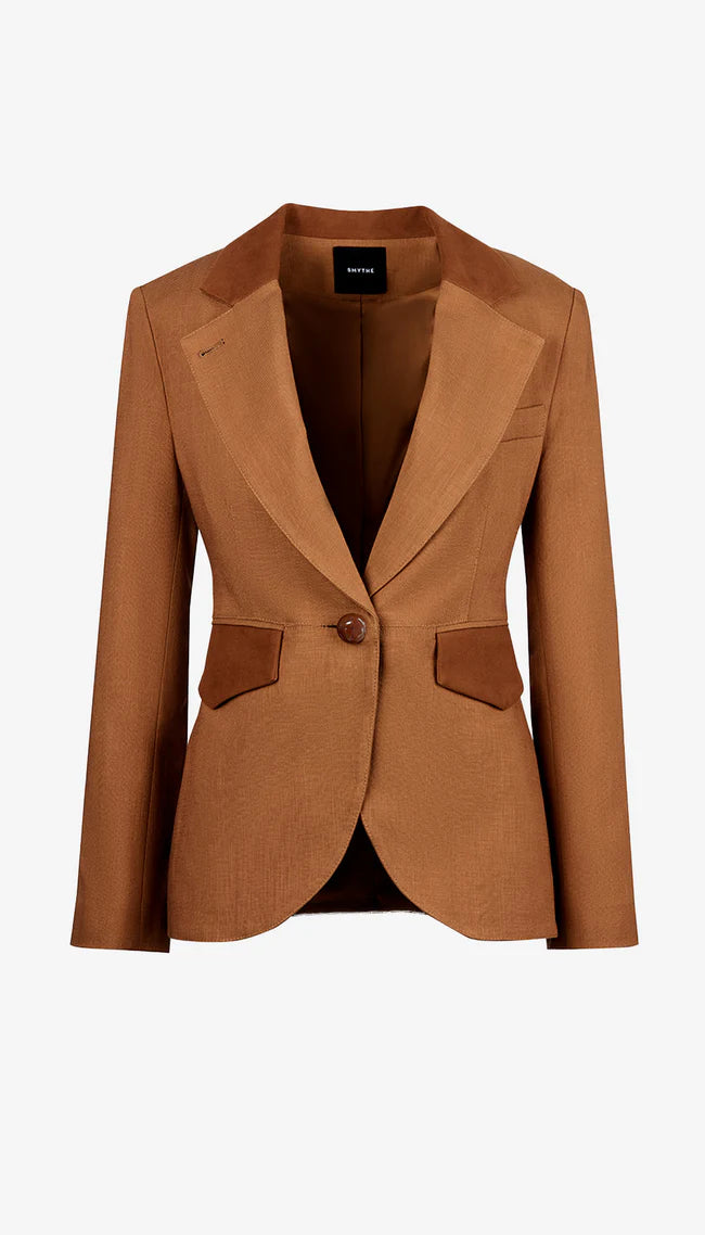 Blocked Seamed Blazer - Saddle